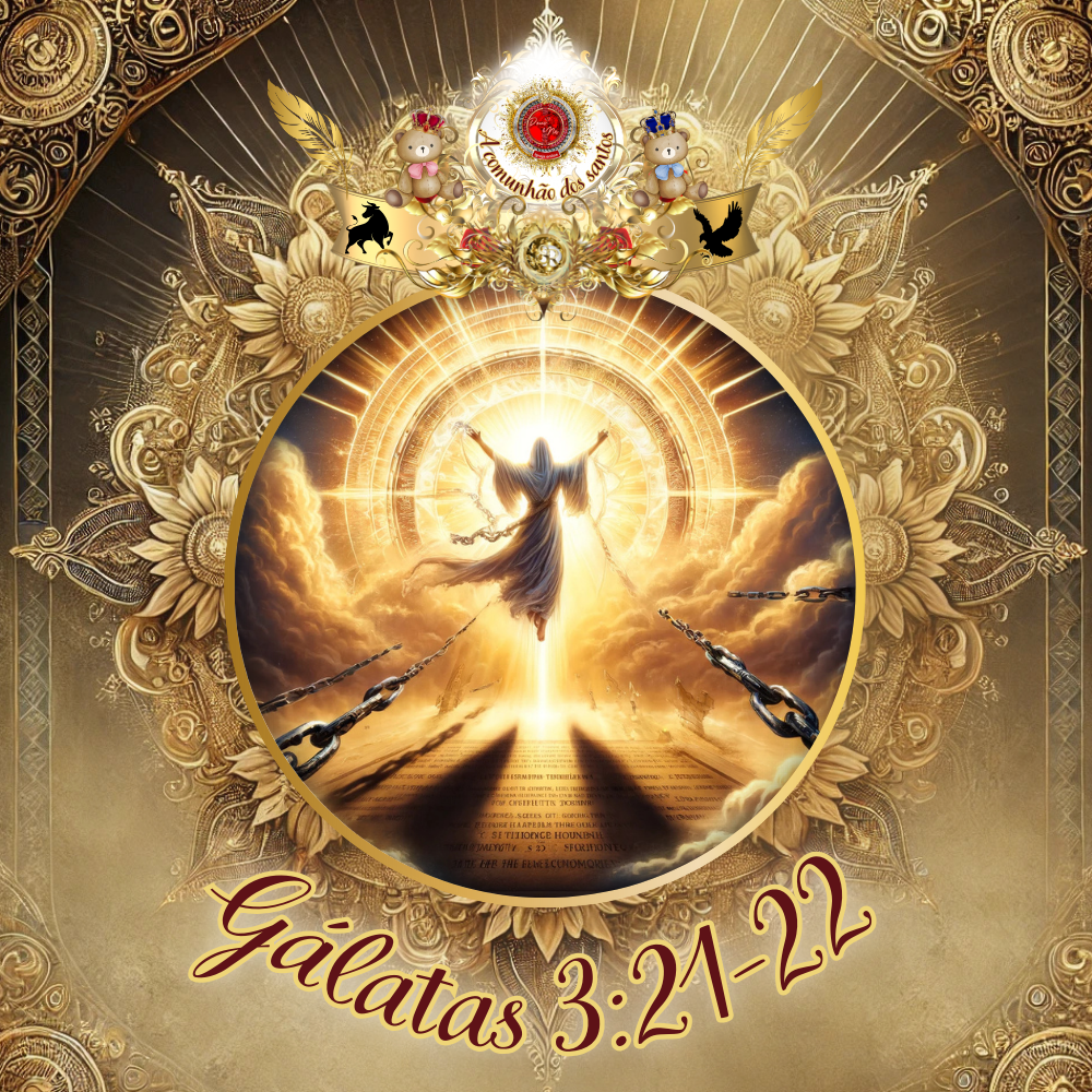 Jesus ressurreto em meio a uma explosão de luz dourada, libertando as correntes da lei.