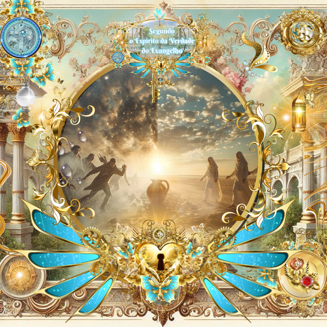 Ilustração espiritual de Gálatas 5:13 com contraste entre escravidão carnal e liberdade em Cristo, adornada com elementos celestiais em ouro e azul.