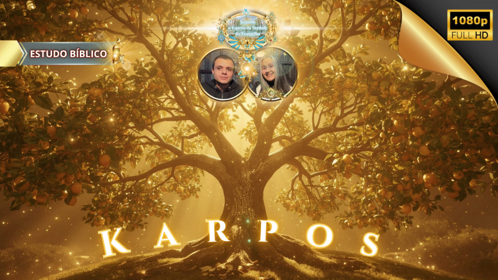 Árvore dourada frutífera representando o termo bíblico grego "Karpos", fruto espiritual em estudo bíblico da Deus e Nós Igreja Online.