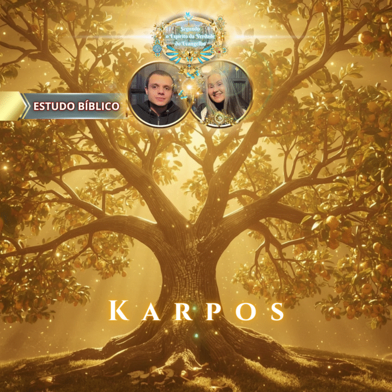 Árvore dourada frutífera representando o termo bíblico grego "Karpos", fruto espiritual em estudo bíblico da Deus e Nós Igreja Online.