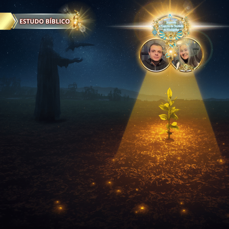 Jesus Cristo como pastor diante do fruto espiritual Karpos, iluminado pela luz divina em Gálatas 5:22, estudo bíblico da Deus e Nós Igreja Online.