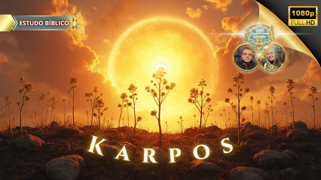 Nascer do sol resplandecente iluminando plantas que crescem em solo fértil, simbolizando Karpos – o fruto do Espírito em Gálatas 5:22, estudo bíblico da Deus e Nós Igreja Online.