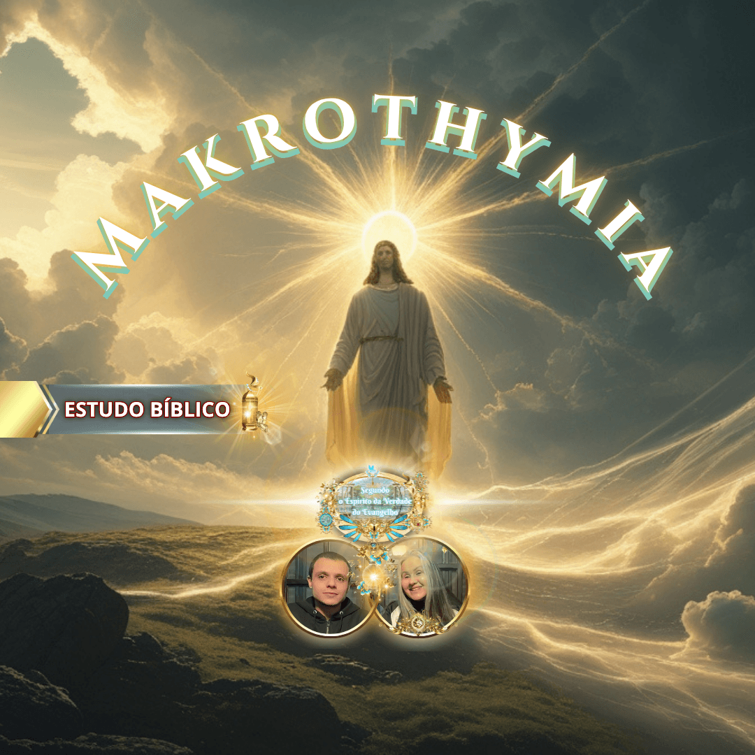 Imagem cristã representando Jesus Cristo resplandecendo em luz celestial sobre as nuvens, simbolizando a palavra grega Makrothymia — longanimidade, fruto do Espírito Santo em Gálatas 5:22 — usada no Estudo Bíblico da Deus e Nós Igreja Online.