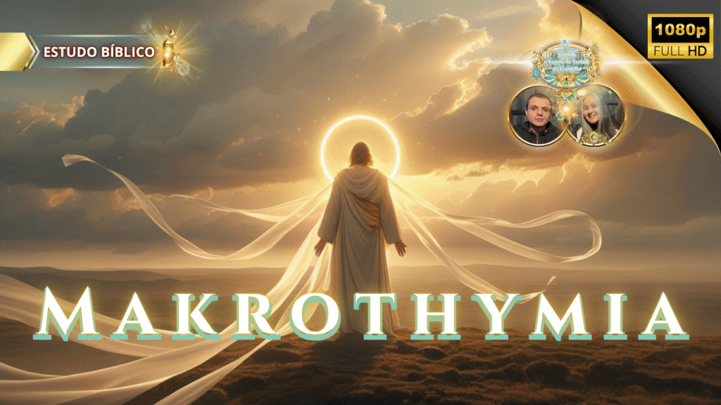 Jesus Cristo resplandecendo em luz dourada ao pôr do sol, simbolizando Makrothymia — a longanimidade como fruto do Espírito em Gálatas 5:22, apresentada no Estudo Bíblico da Deus e Nós Igreja Online.