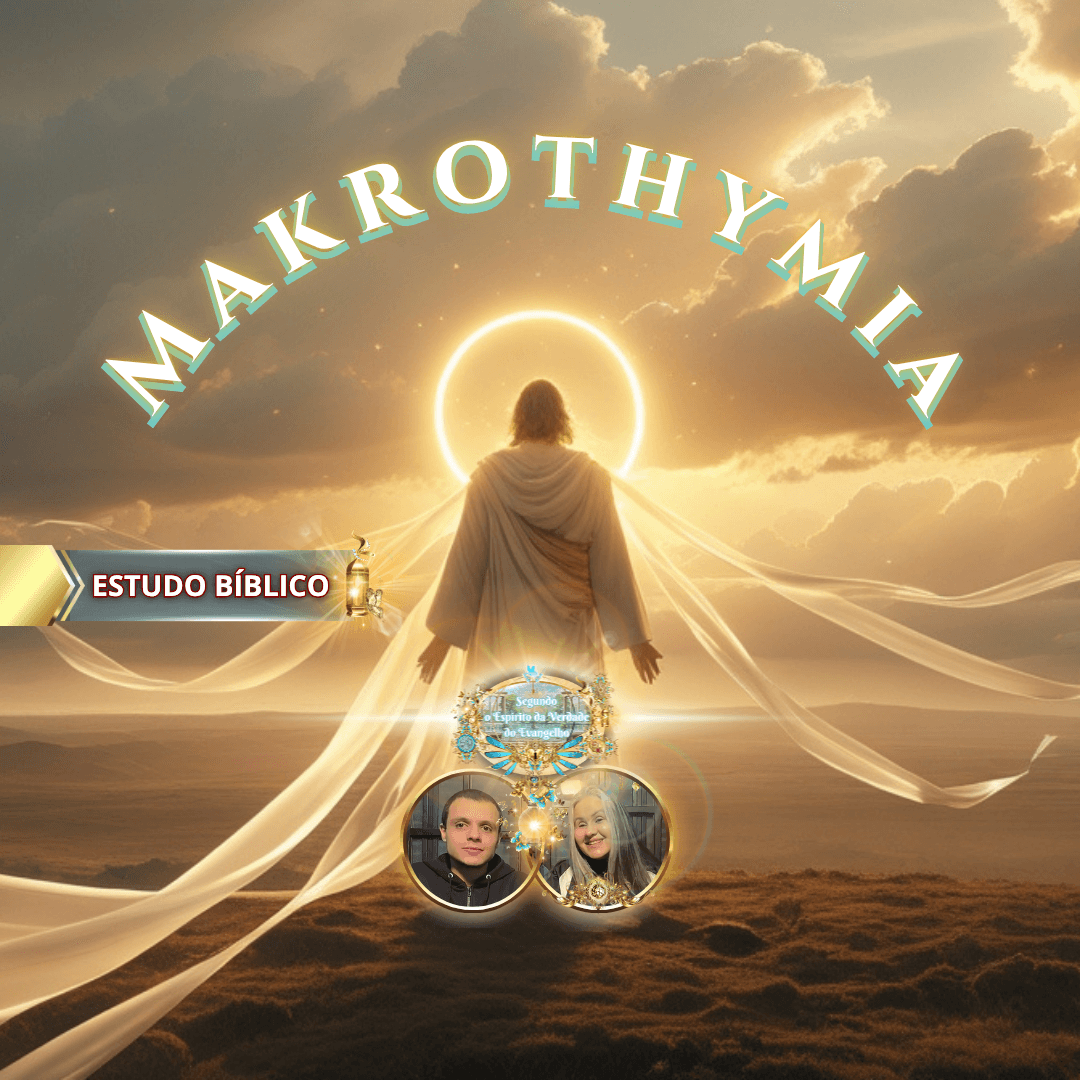 Jesus Cristo resplandecendo em luz dourada ao pôr do sol, simbolizando Makrothymia — a longanimidade como fruto do Espírito em Gálatas 5:22, apresentada no Estudo Bíblico da Deus e Nós Igreja Online.