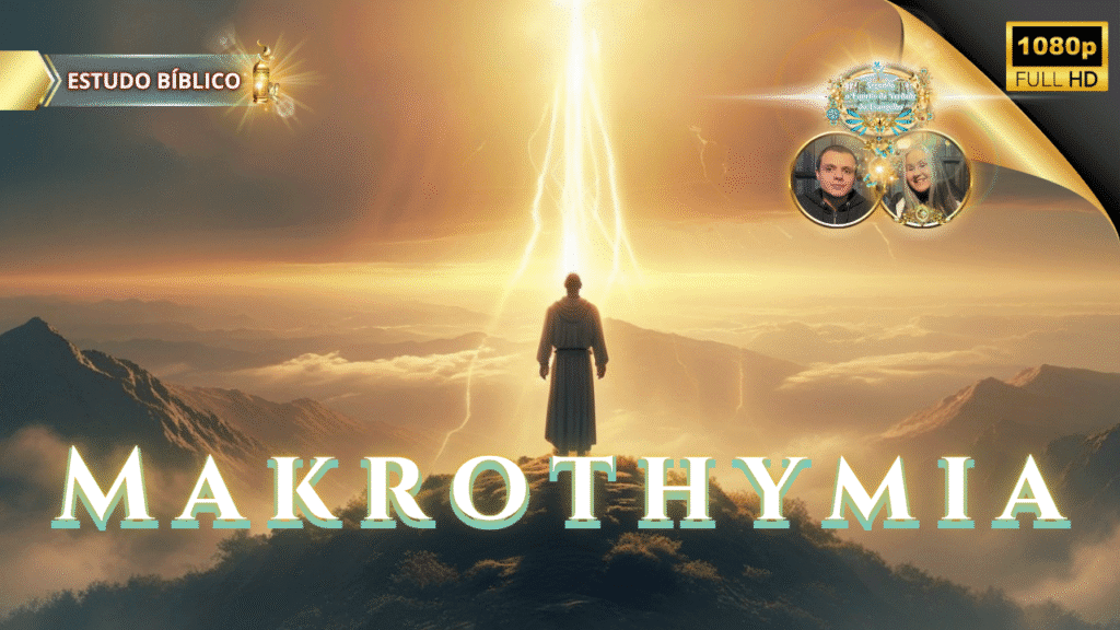 Imagem representando a virtude bíblica Makrothymia, uma figura diante de uma luz celestial intensa no alto de uma montanha, simbolizando o Fruto do Espírito em Gálatas 5:22, com destaque espiritual e atmosfera gloriosa.