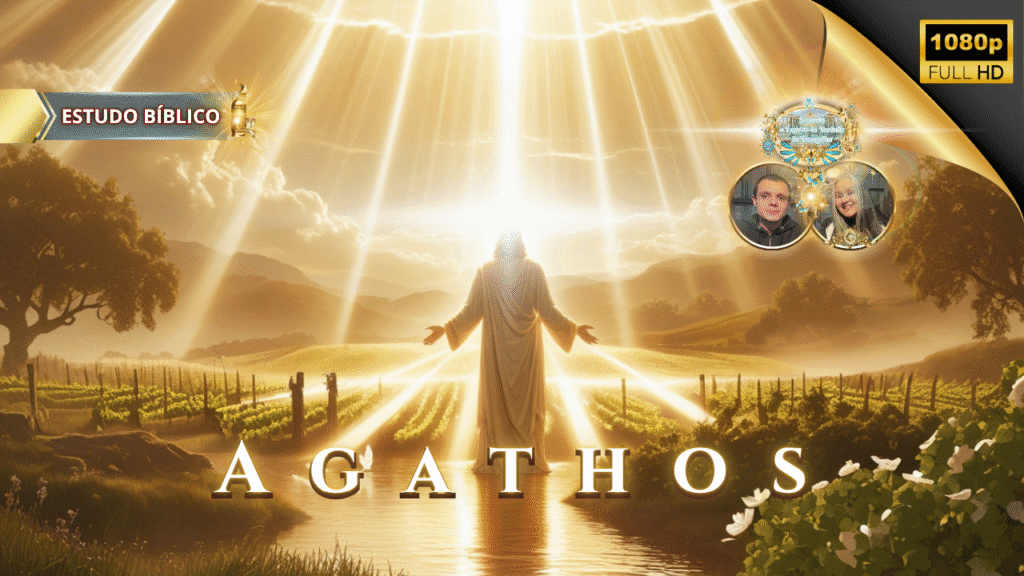Jesus resplandecendo luz divina sobre um vale, simbolizando Agathos em Gálatas 5:22, estudo bíblico da Deus e Nós Igreja Online.