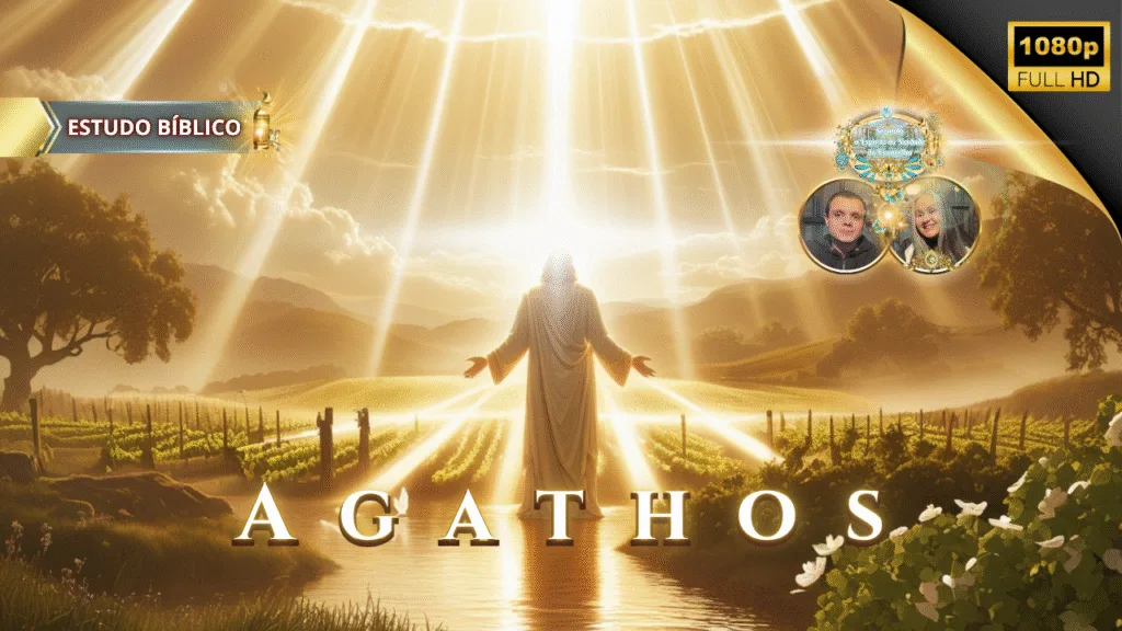 Jesus resplandecendo luz divina sobre um vale, simbolizando Agathos em Gálatas 5:22, estudo bíblico da Deus e Nós Igreja Online.