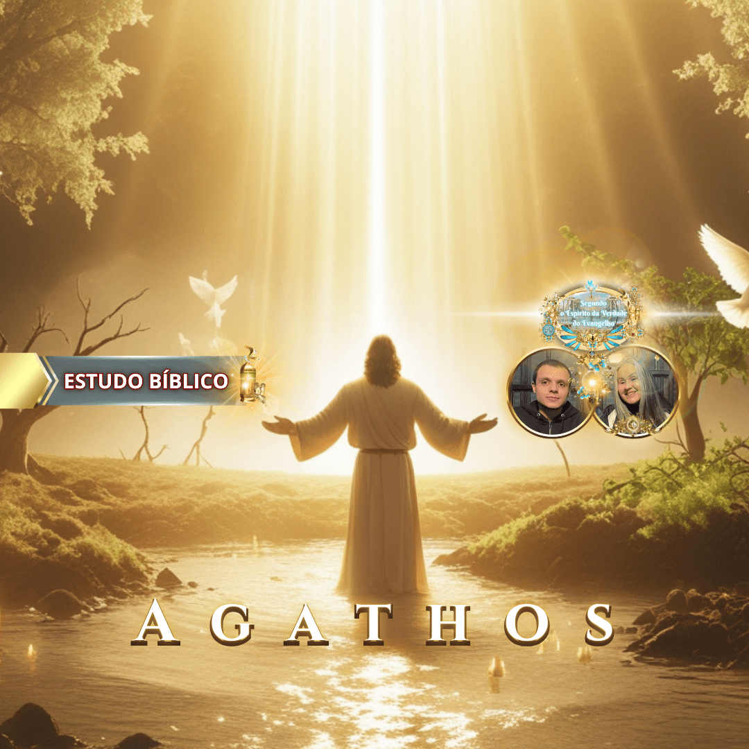 Jesus iluminado pela glória divina junto ao rio, representando o fruto do Espírito “bondade” (agathos) em Gálatas 5:22 — Deus e Nós Igreja Online.