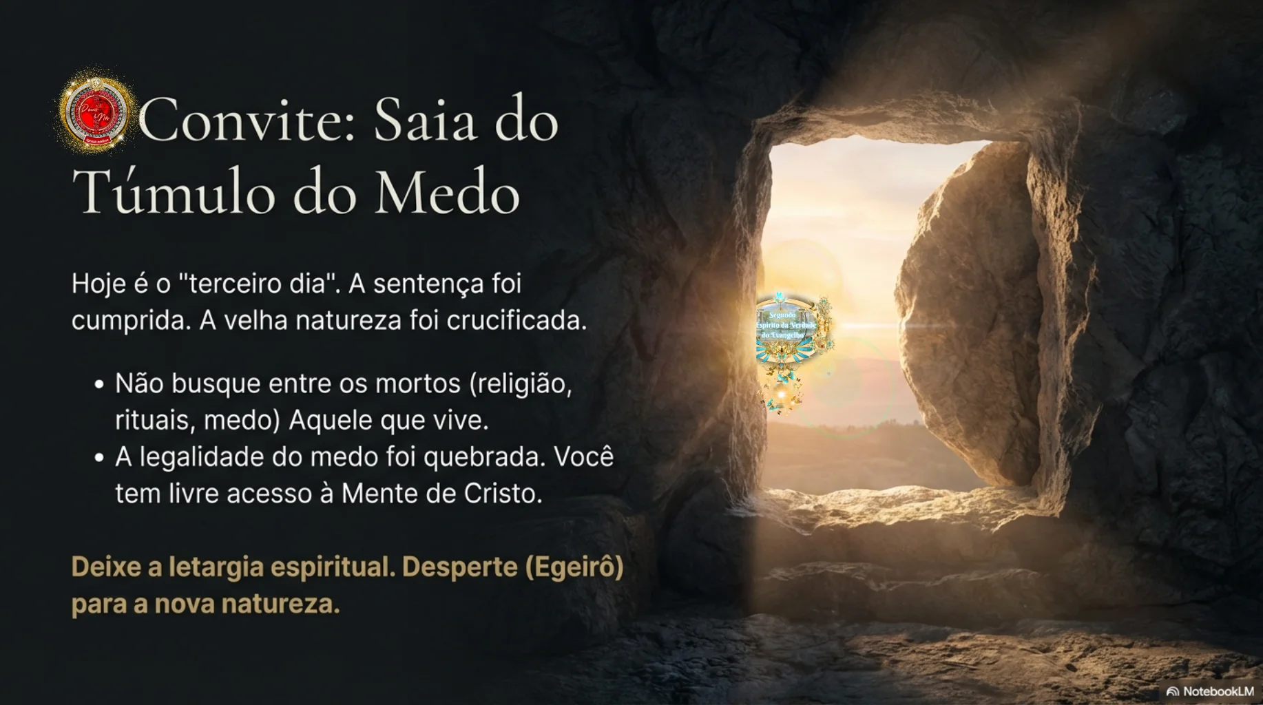 Mensagem cristã sobre a cruz de Cristo como o fim do medo, ensinada na Deus e Nós Igreja Online, baseada no sacrifício de Jesus e no poder da Stauróo