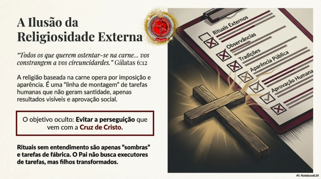 Cruz de Cristo representando a jornada da restauração espiritual, da carne ao Espírito, com base no verdadeiro Evangelho e na nova natureza em Cristo Jesus