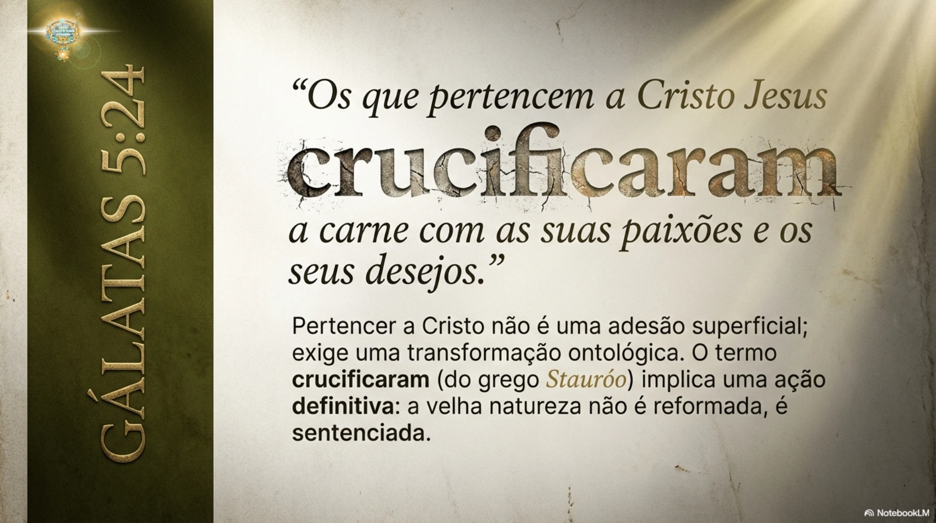 Mensagem cristã sobre a cruz de Cristo como o fim do medo, ensinada na Deus e Nós Igreja Online, baseada no sacrifício de Jesus e no poder da Stauróo