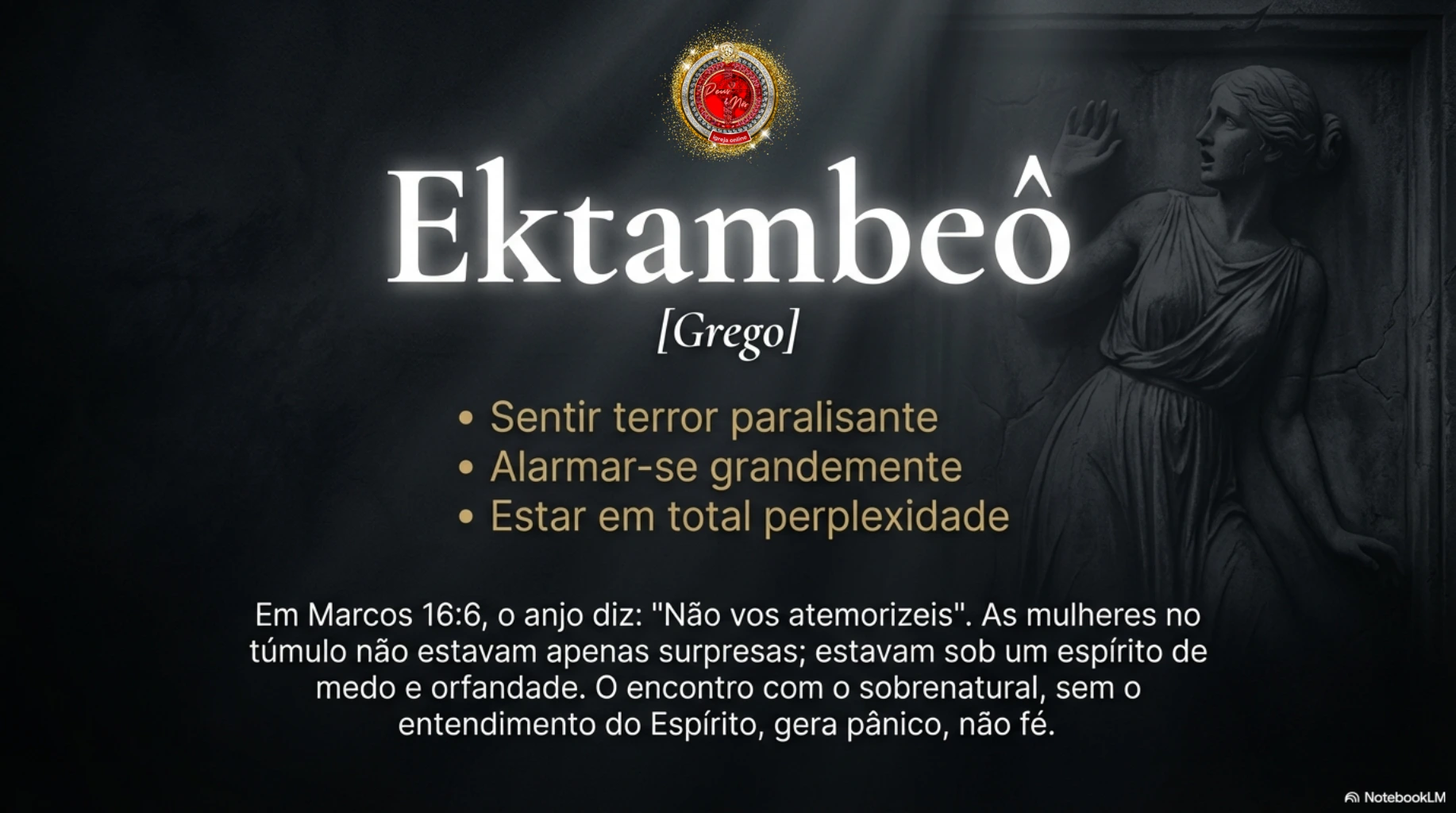 Mensagem cristã sobre a cruz de Cristo como o fim do medo, ensinada na Deus e Nós Igreja Online, baseada no sacrifício de Jesus e no poder da Stauróo