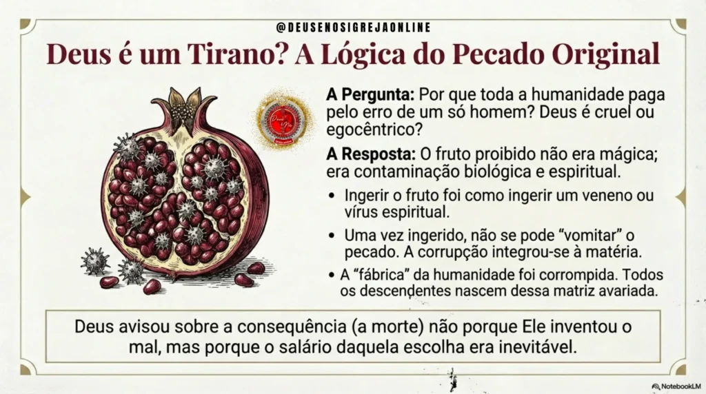 Estudo bíblico cristão sobre por que Deus colocou a árvore no Jardim do Éden, explicando a queda do homem, o pecado e a cruz de Cristo como plano redentor segundo as Escrituras