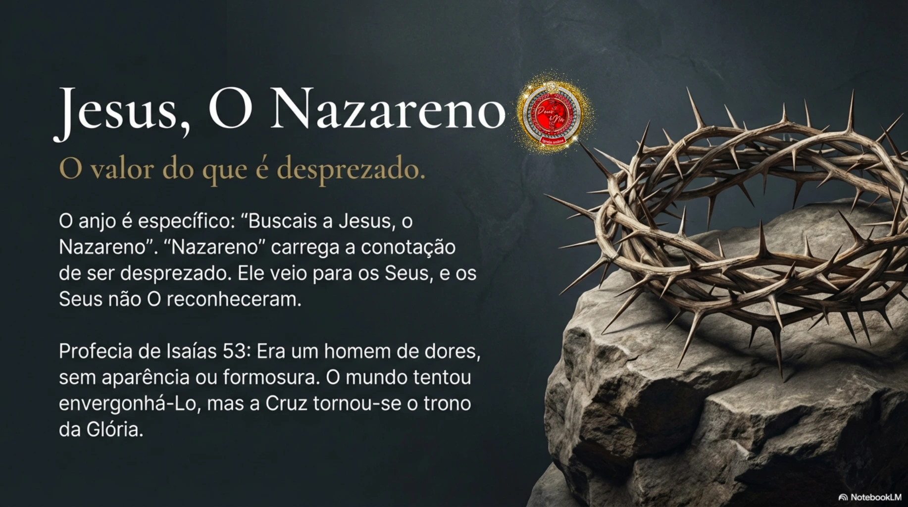 Mensagem cristã sobre a cruz de Cristo como o fim do medo, ensinada na Deus e Nós Igreja Online, baseada no sacrifício de Jesus e no poder da Stauróo