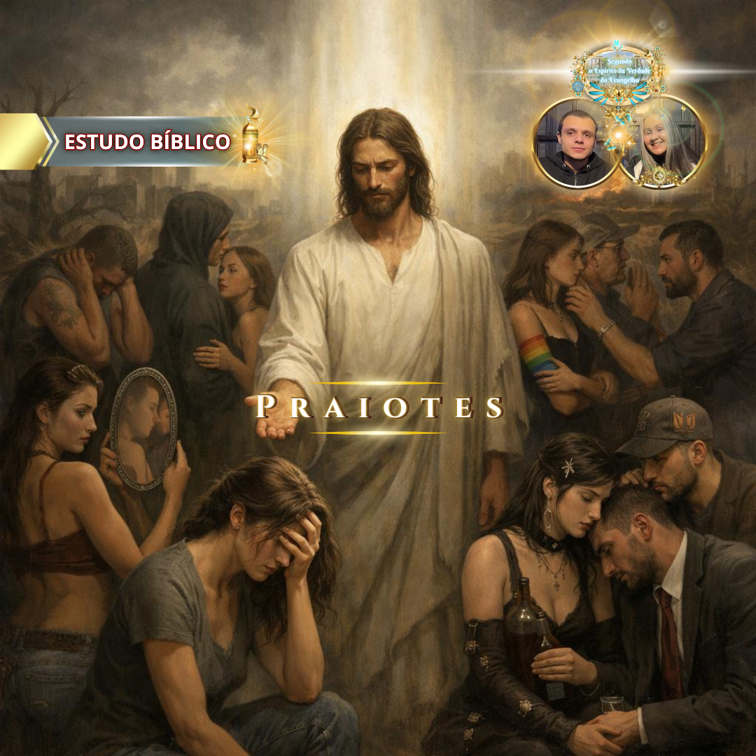 Jesus Cristo estende a mão a pessoas feridas e aflitas, representando compaixão, arrependimento, oração e restauração espiritual por meio da Palavra de Deus.