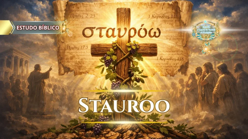 A cruz de Cristo como centro do Evangelho, revelando o significado bíblico do stauróō, da morte da carne e da vida no Espírito segundo as Escrituras.