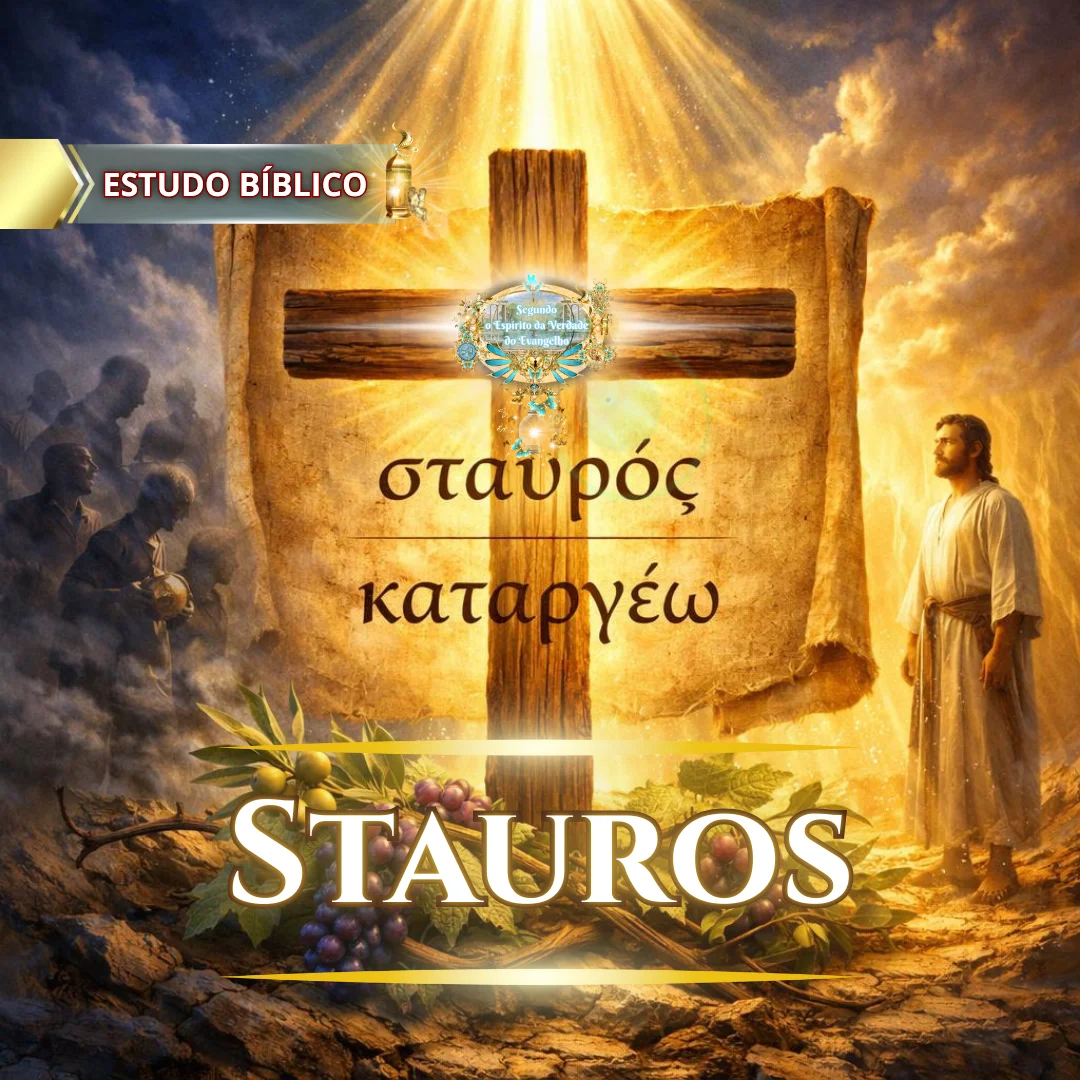 Estudo bíblico sobre a cruz de Cristo (Staurós), a crucificação da carne e a anulação do pecado, com termos gregos bíblicos e a mensagem do Evangelho segundo Gálatas 5:24.