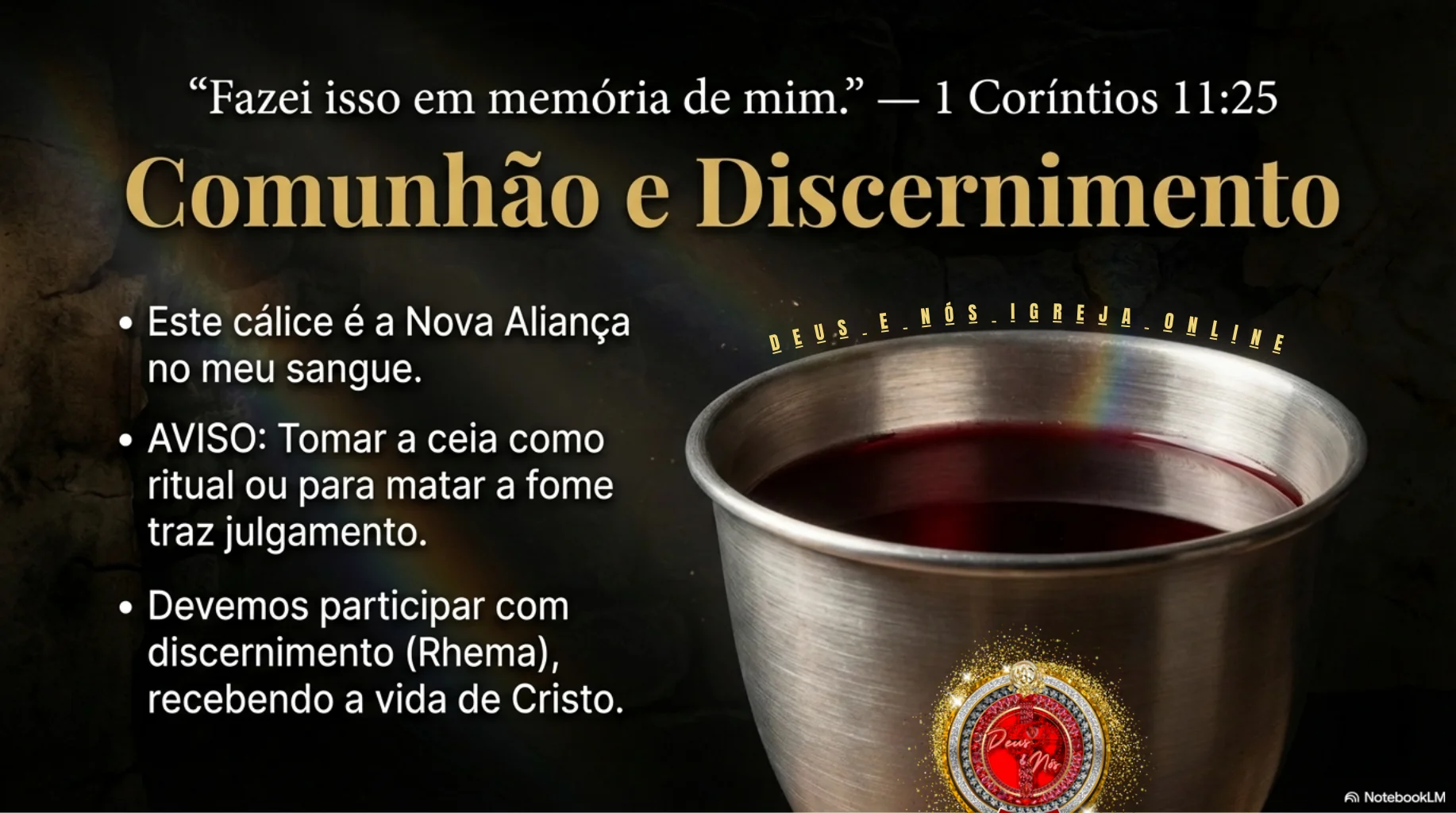 Rhema vs Logos estudo bíblico sobre a diferença entre palavra revelada e palavra escrita, alertando contra a religião sem o Espírito Santo, Deus e Nós Igreja Online