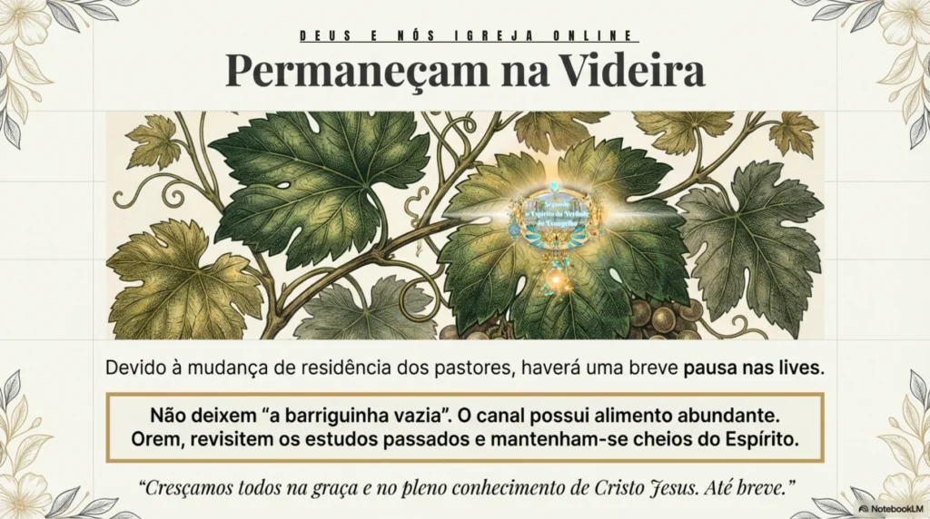 Da Carne à Plenitude em Cristo estudo bíblico sobre salvação, confissão Jesus é o Senhor, Santa Ceia e vida segundo o Espírito, Deus e Nós Igreja Online