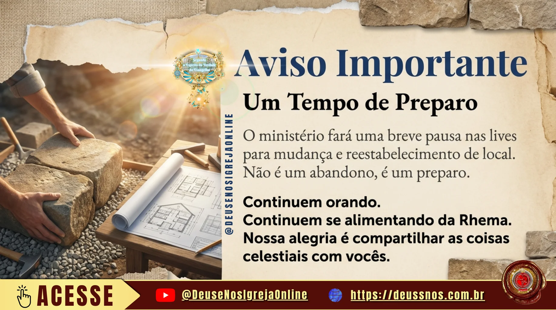 Rhema vs Logos estudo bíblico sobre a diferença entre palavra revelada e palavra escrita, alertando contra a religião sem o Espírito Santo, Deus e Nós Igreja Online