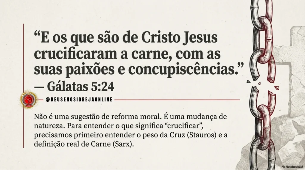 Crucificar a carne segundo a Bíblia – estudo bíblico profundo sobre Gálatas 5, cruz de Cristo, fé verdadeira e vida no Espírito | Deus e Nós Igreja Online