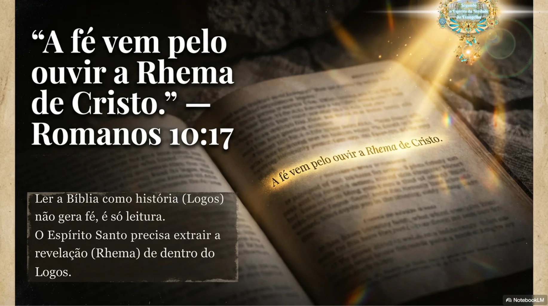 Rhema vs Logos estudo bíblico sobre a diferença entre palavra revelada e palavra escrita, alertando contra a religião sem o Espírito Santo, Deus e Nós Igreja Online