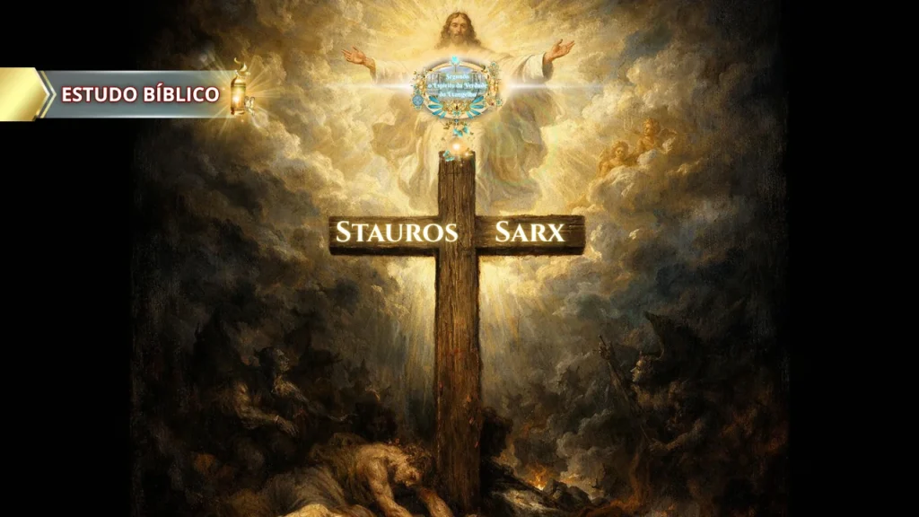Cruz de Cristo revelando Stauros e Sarx, estudo bíblico sobre a crucificação da carne segundo Gálatas 5 e Mateus 16 – Deus e Nós Igreja Online