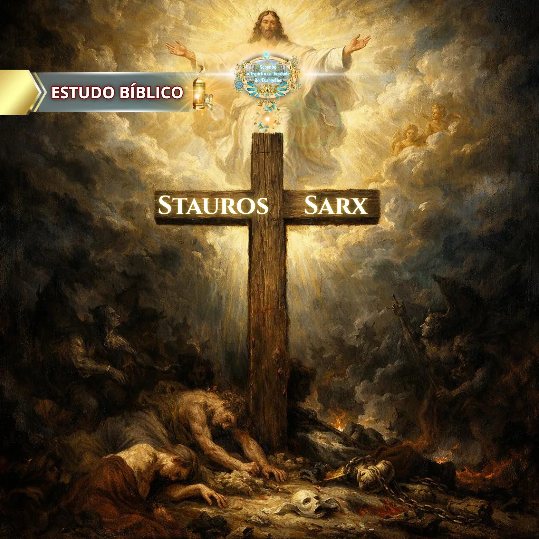 Cruz de Cristo revelando Stauros e Sarx, estudo bíblico sobre a crucificação da carne segundo Gálatas 5 e Mateus 16 – Deus e Nós Igreja Online