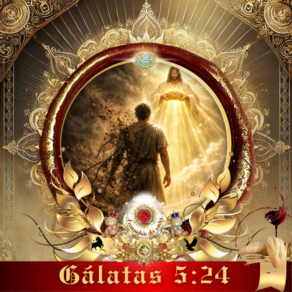 Culto online com estudo bíblico de Gálatas 5:24 sobre crucificar a carne com Cristo, negar a natureza pecaminosa e viver no Espírito segundo o Evangelho