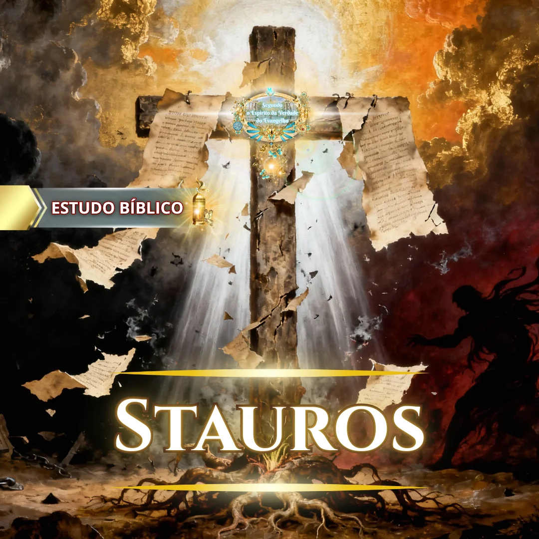 Estudo bíblico sobre a cruz de Cristo revelando o juízo da carne, a queda do homem, a derrota das trevas e a libertação espiritual pela obra do Stauros Segundo o Espírito da Verdade do Evangelho.