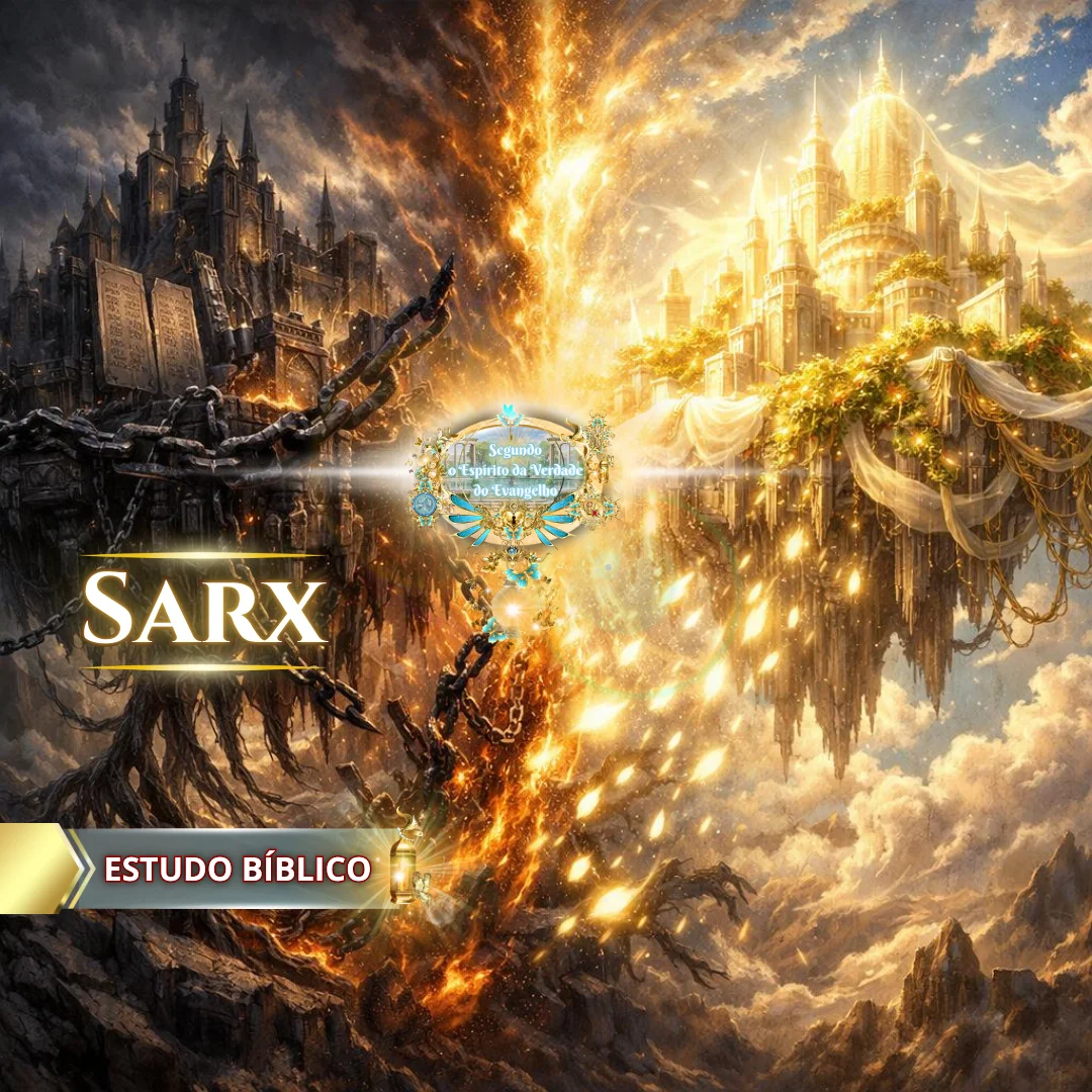 Estudo bíblico sobre sarx mostrando o contraste entre as duas alianças, escravidão da carne e liberdade espiritual no Senhor Jesus Cristo.