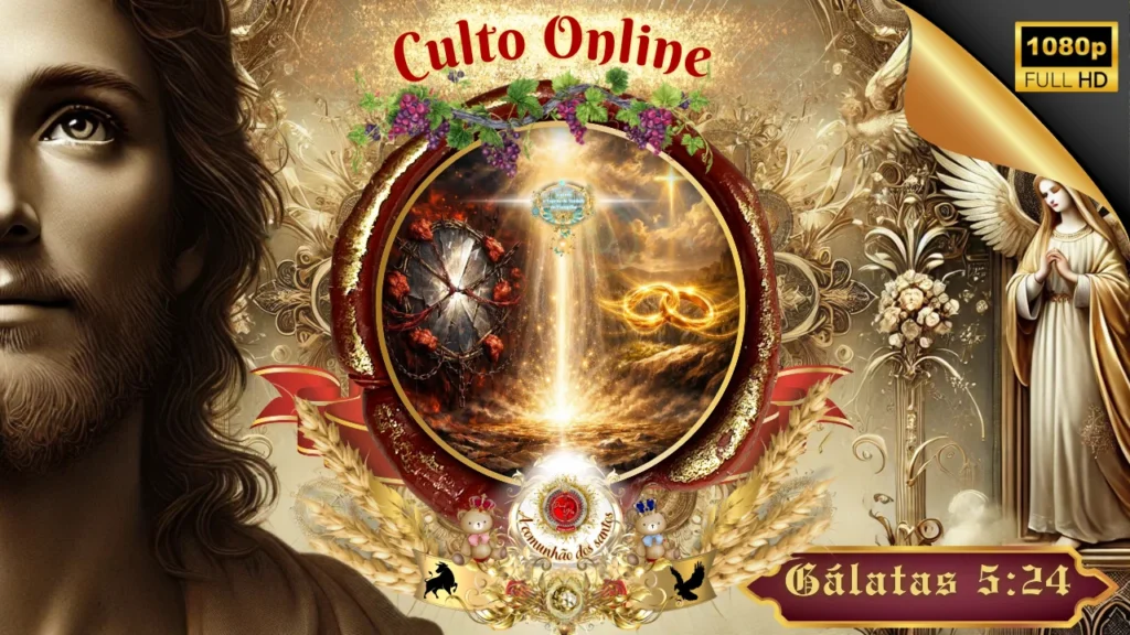 Culto online sobre Gálatas 5:24 explicando o perigo da união carnal e a importância de crucificar a carne Segundo o Espírito da Verdade do Evangelho